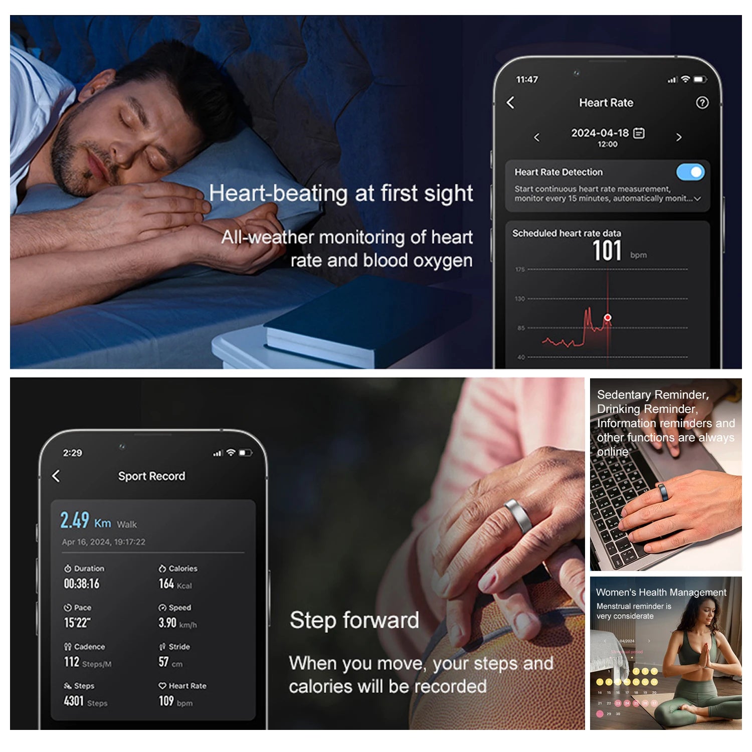 Bague Connectée IA — Suivi Santé & Sommeil 7 Jours